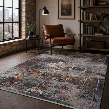 RW7027 washable chenille rug texture and pattern detail