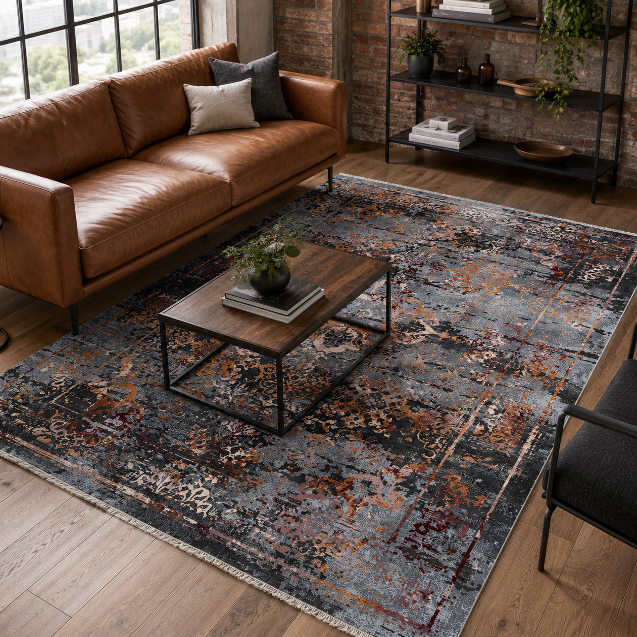 RW7027 washable chenille rug texture and pattern detail