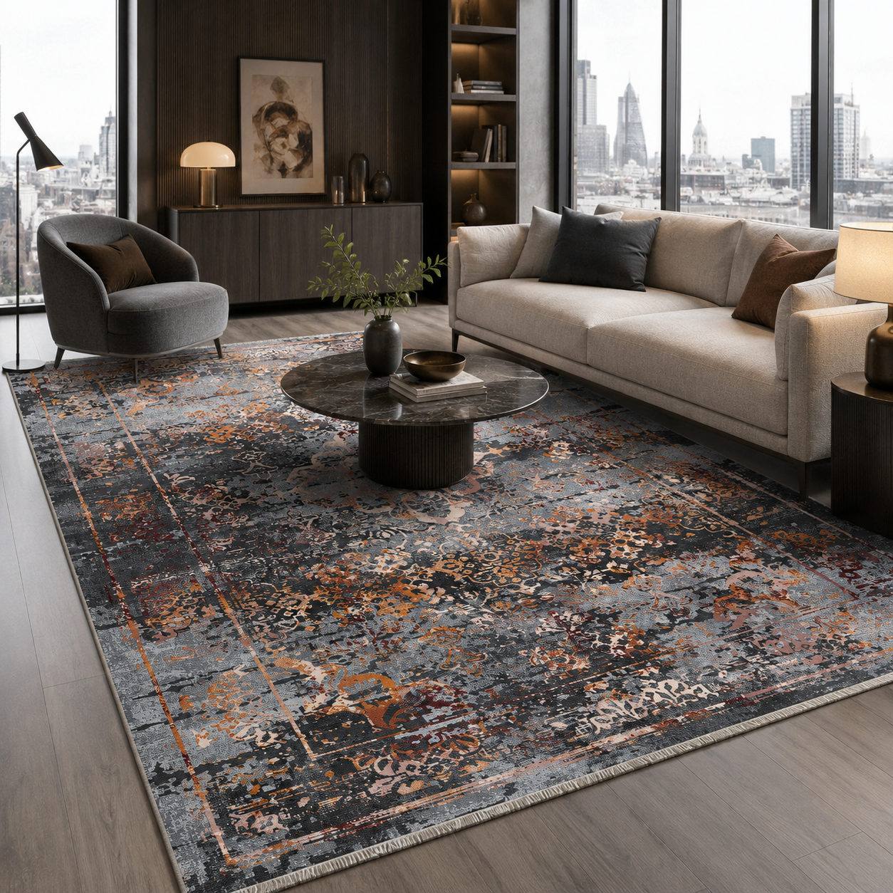 RW7027 washable chenille rug texture and pattern detail