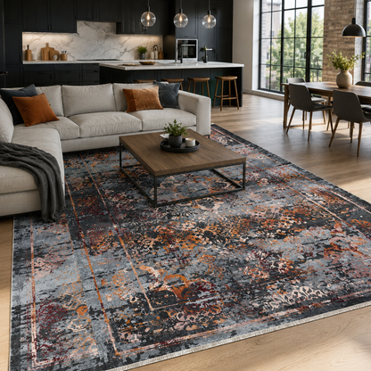 RW7027 washable chenille rug texture and pattern detail