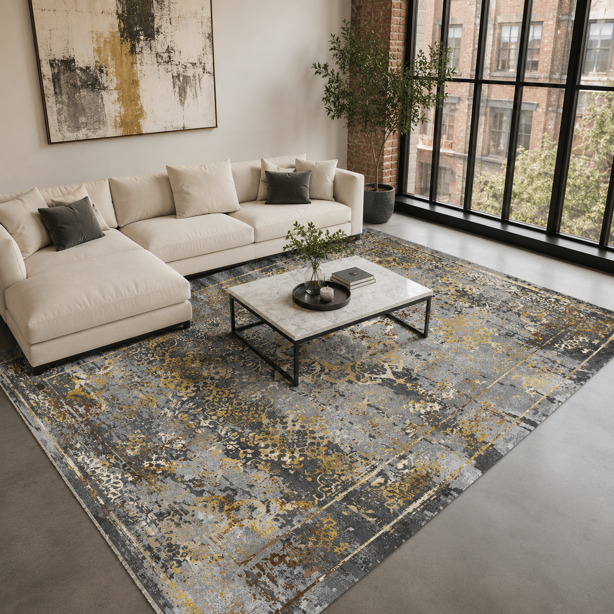 RW7028 washable chenille rug texture and pattern detail
