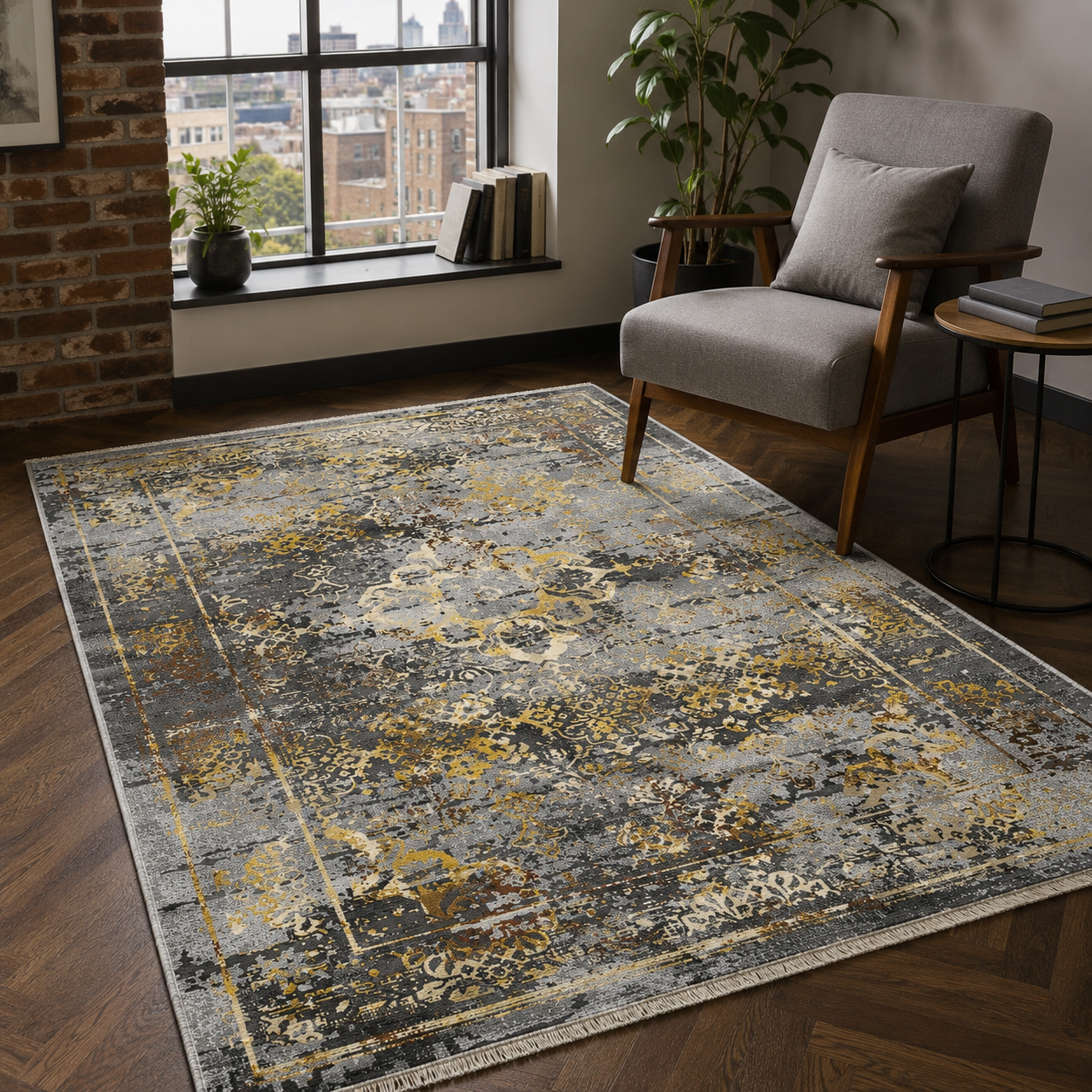 RW7028 washable chenille rug texture and pattern detail