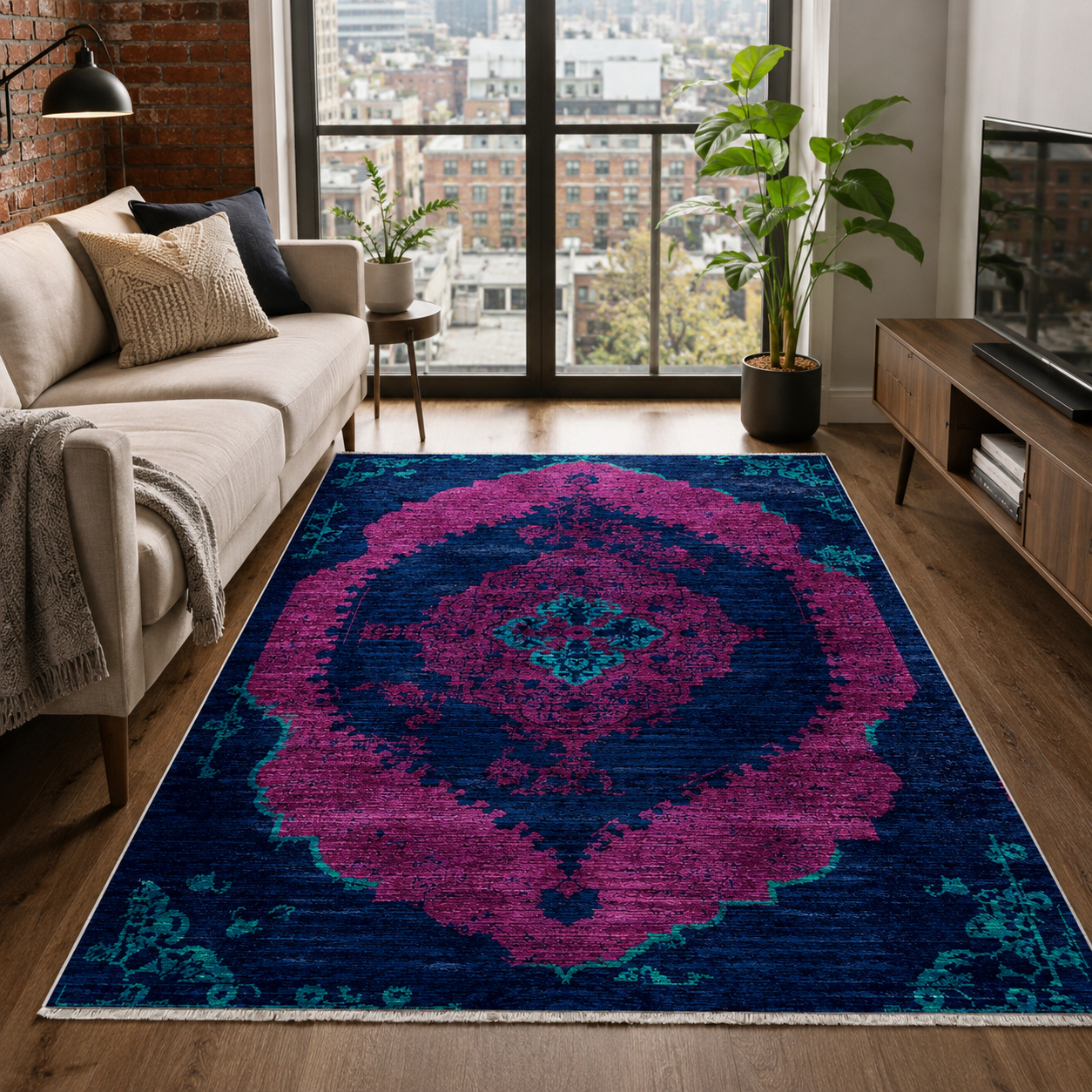 RW7029 washable chenille rug texture and pattern detail
