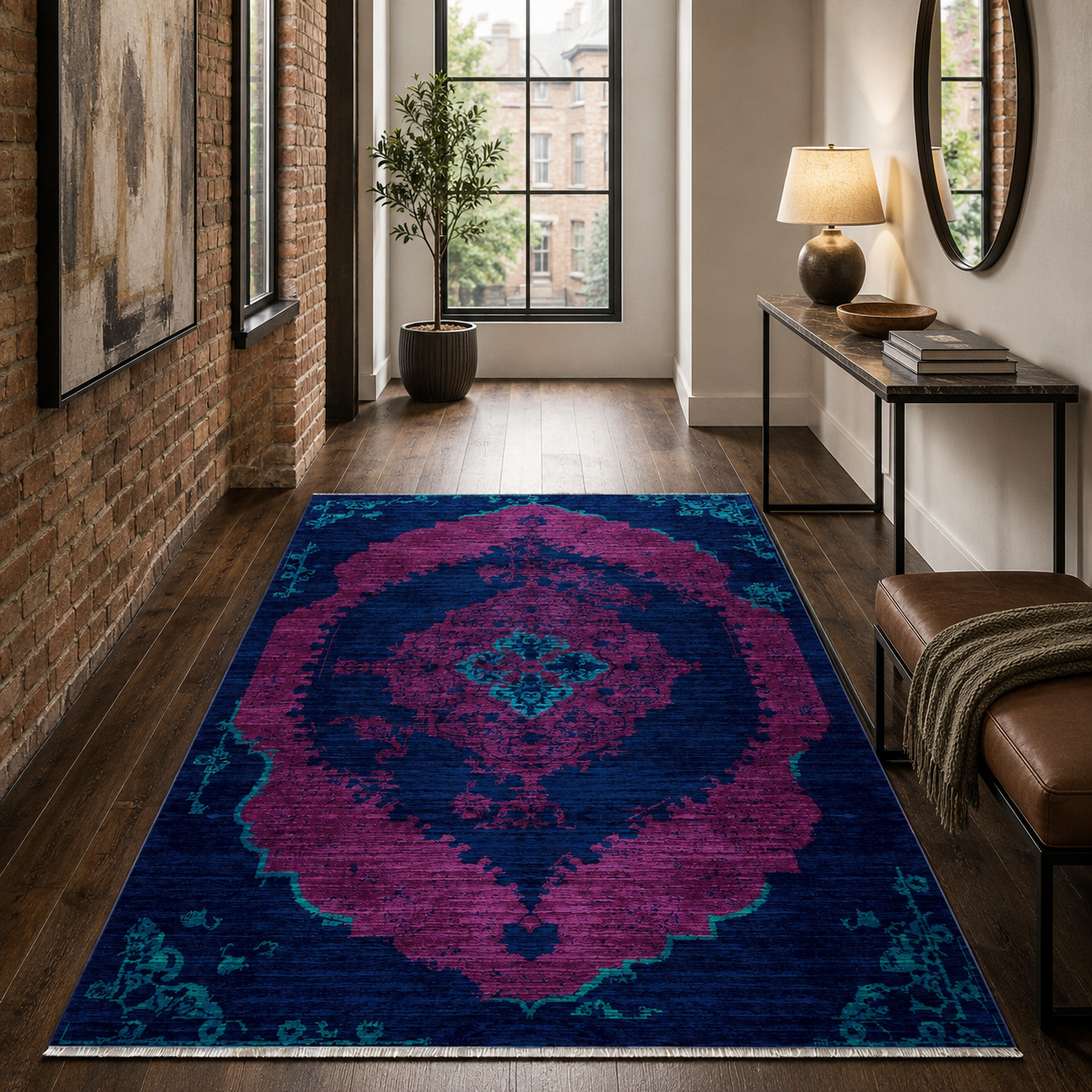 RW7029 washable chenille rug texture and pattern detail