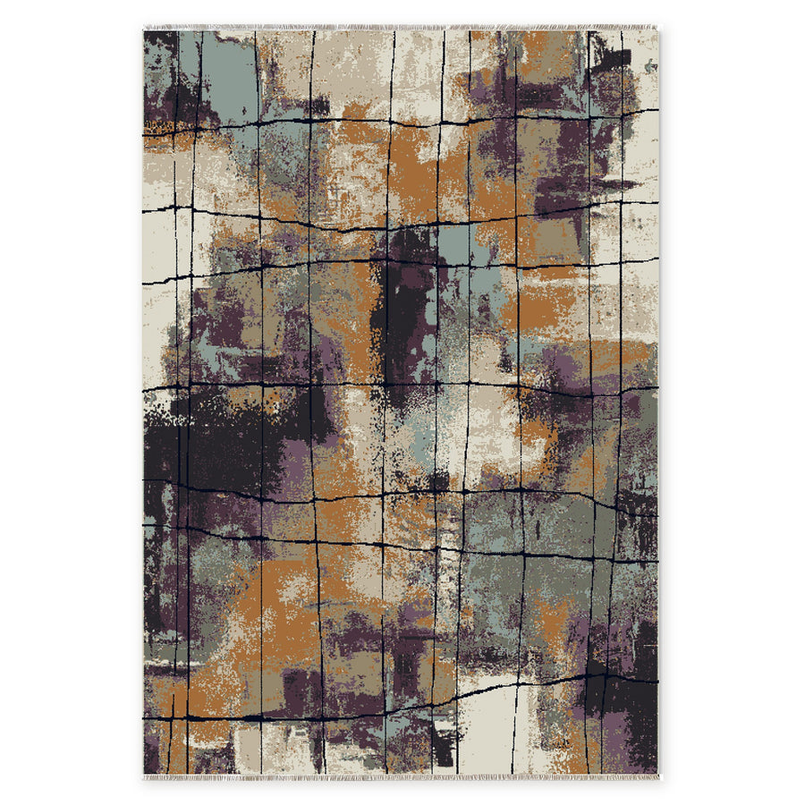 Loomed Linework Golden Modern Washable Rug