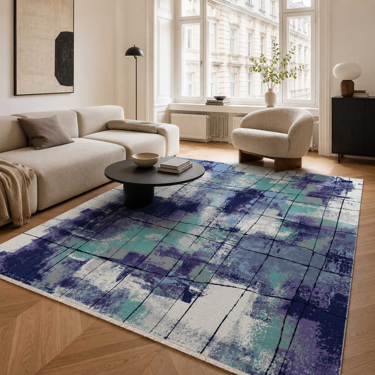 RW7031 washable chenille rug texture and pattern detail