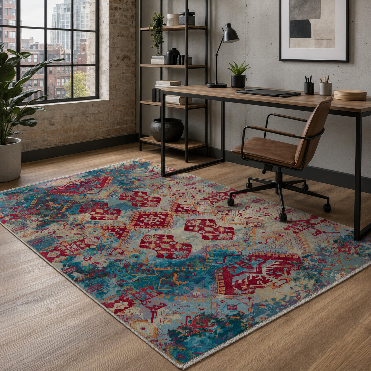 RW7032 washable chenille rug texture and pattern detail