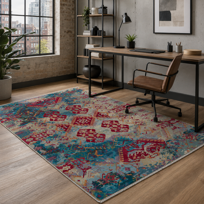 RW7032 washable chenille rug texture and pattern detail