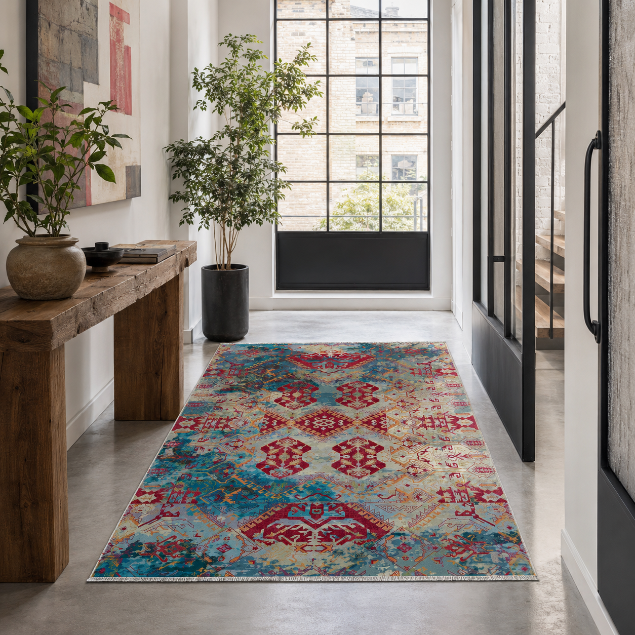 RW7032 washable chenille rug texture and pattern detail