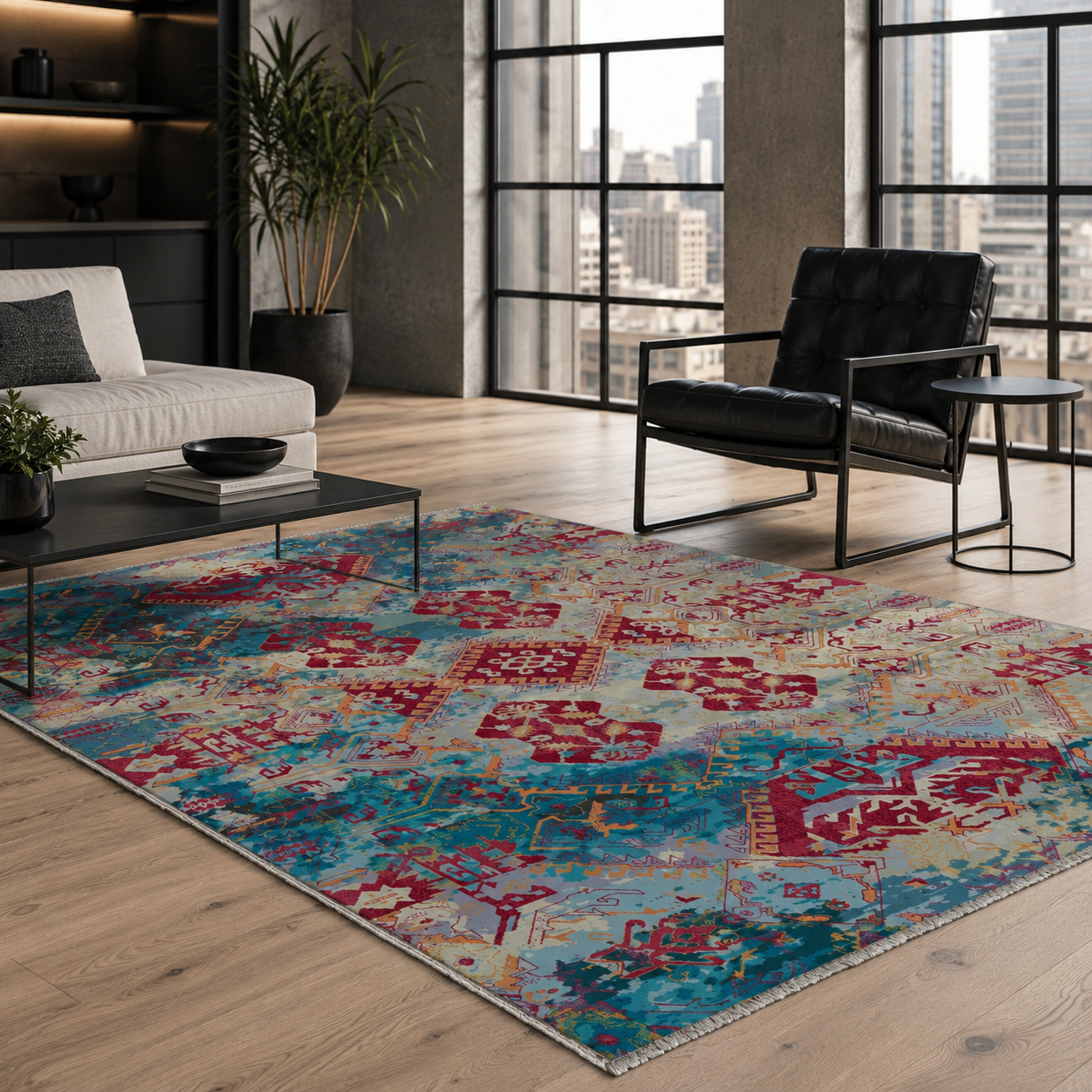 RW7032 washable chenille rug texture and pattern detail