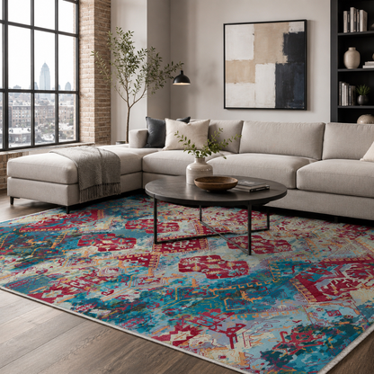 RW7032 washable chenille rug texture and pattern detail