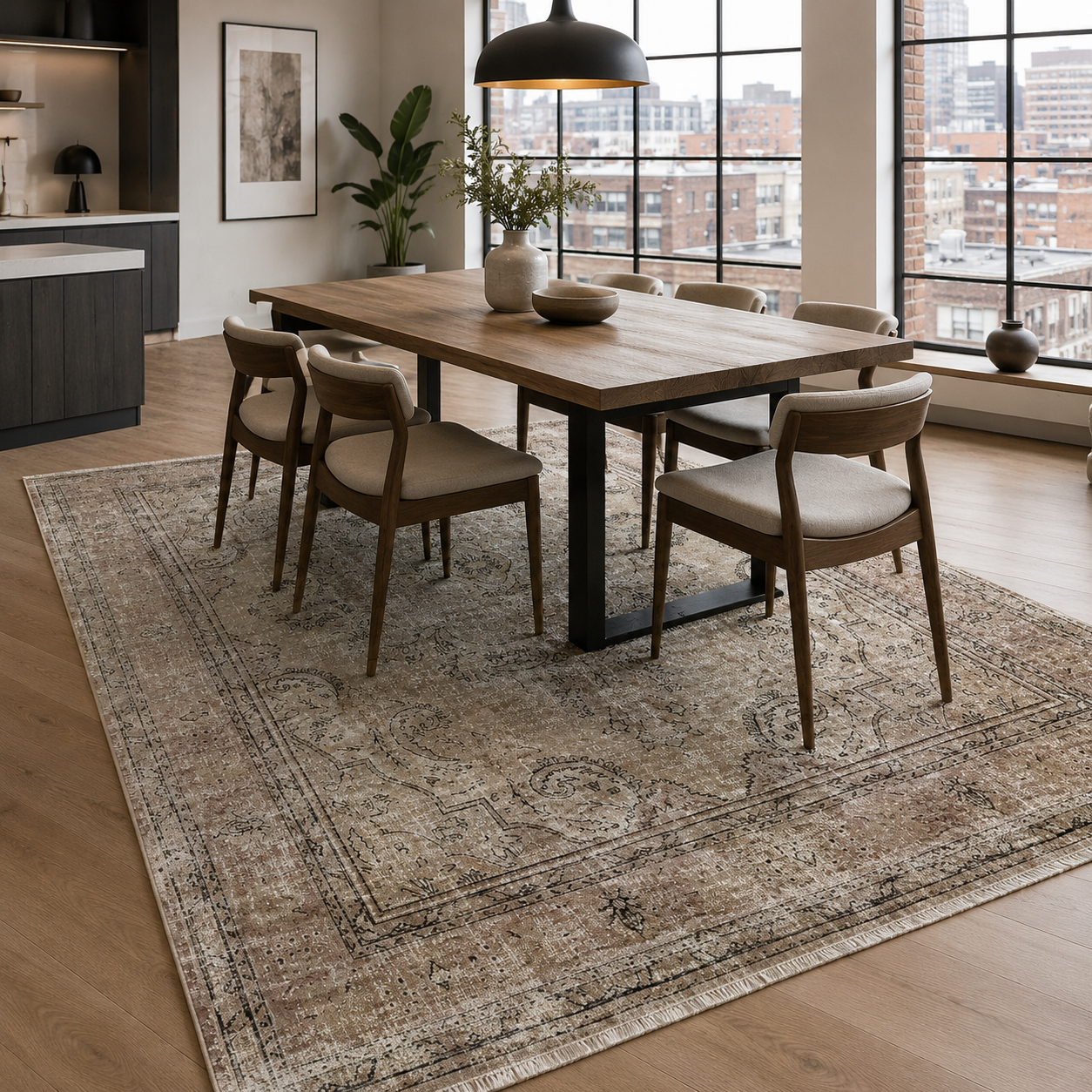 RW7033 washable chenille rug texture and pattern detail
