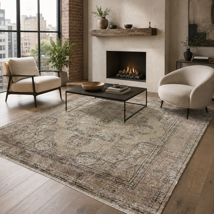 RW7033 washable chenille rug texture and pattern detail