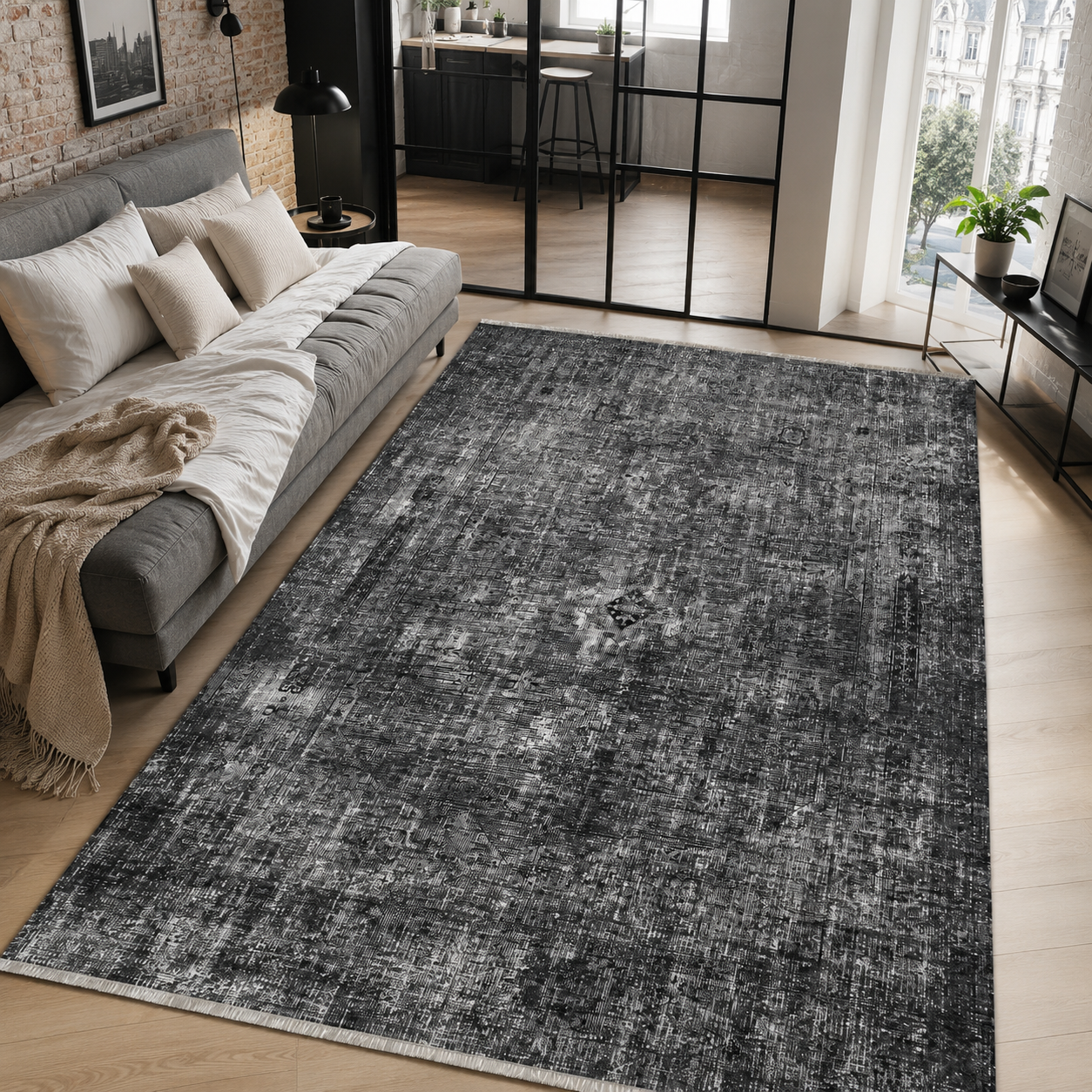 RW7034 washable chenille rug texture and pattern detail