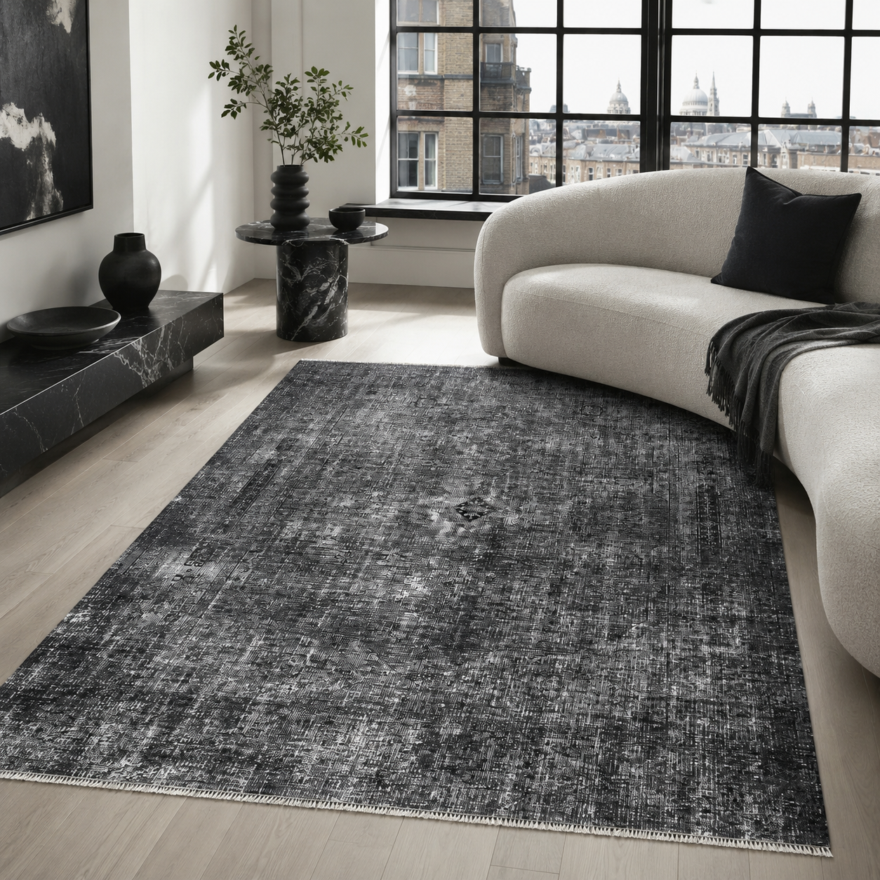 RW7034 washable chenille rug texture and pattern detail