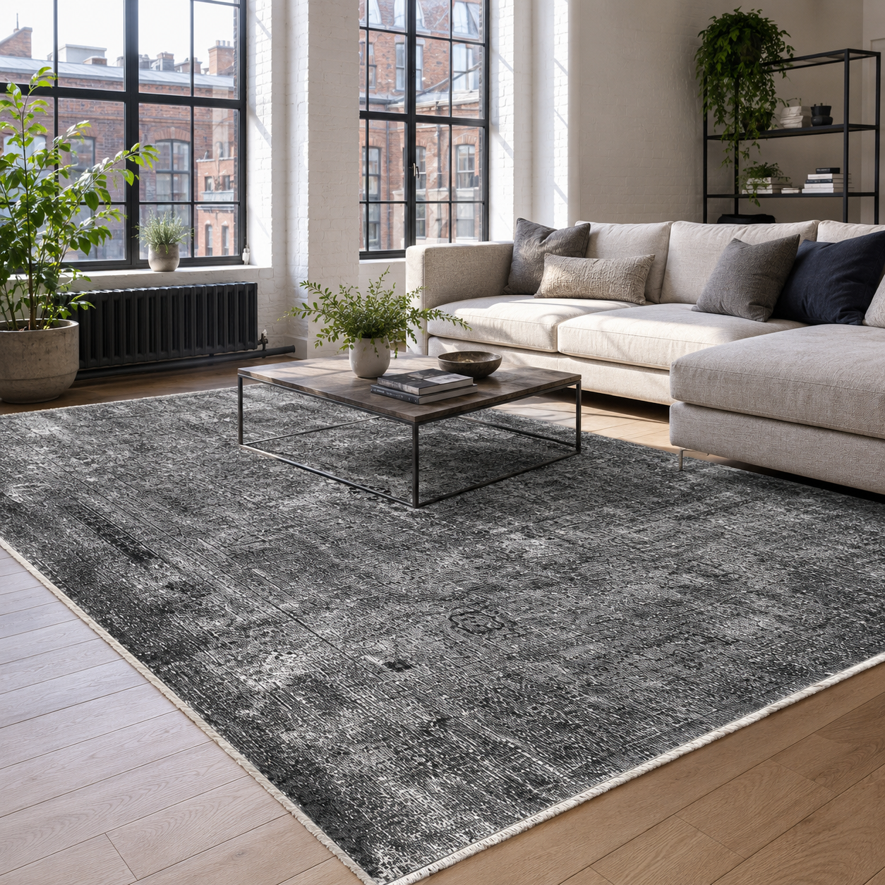 RW7034 washable chenille rug texture and pattern detail