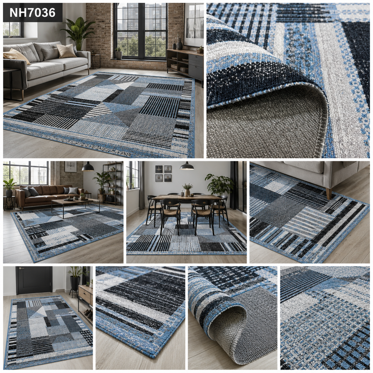 RW7036 washable chenille area rug viewed from above
