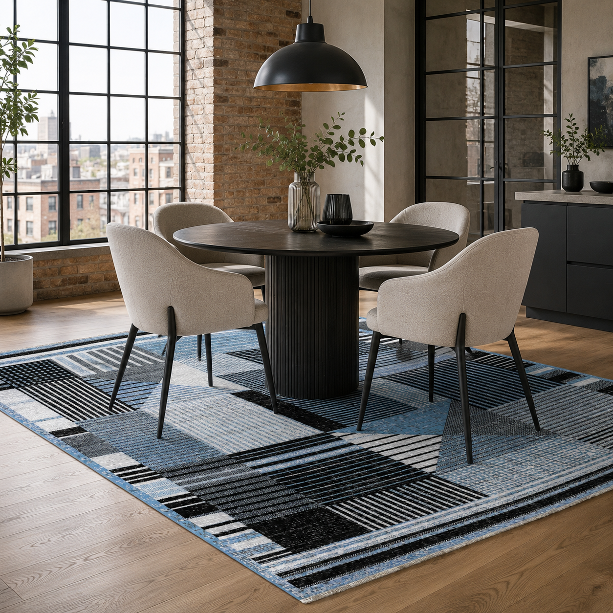 RW7036 washable chenille rug texture and pattern detail
