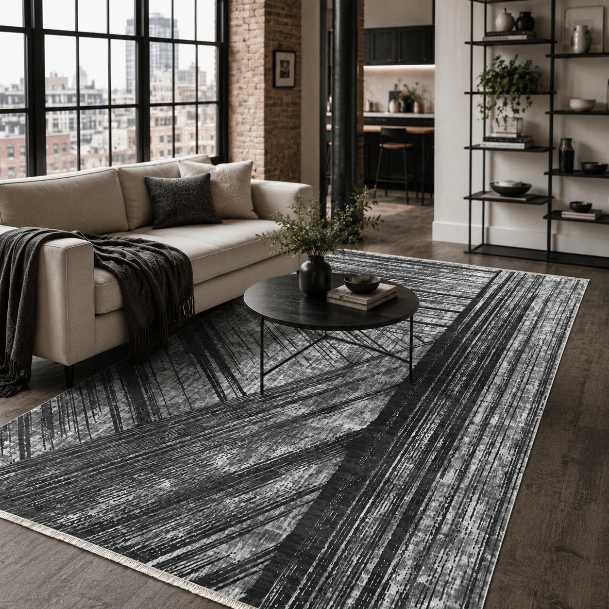 RW7037 washable chenille rug texture and pattern detail