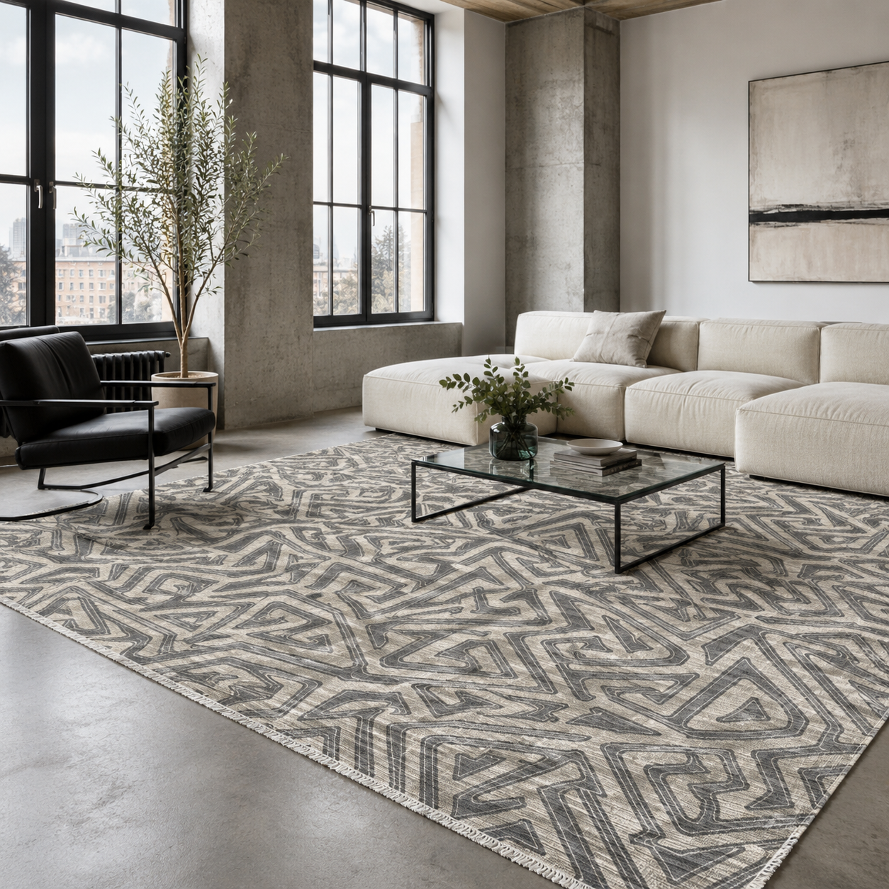 RW7038 washable chenille rug texture and pattern detail