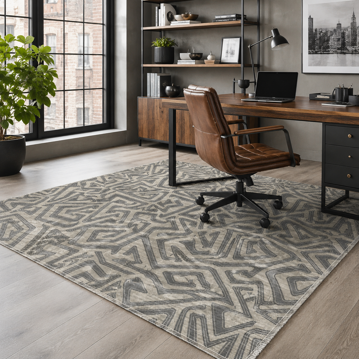 RW7038 washable chenille rug texture and pattern detail