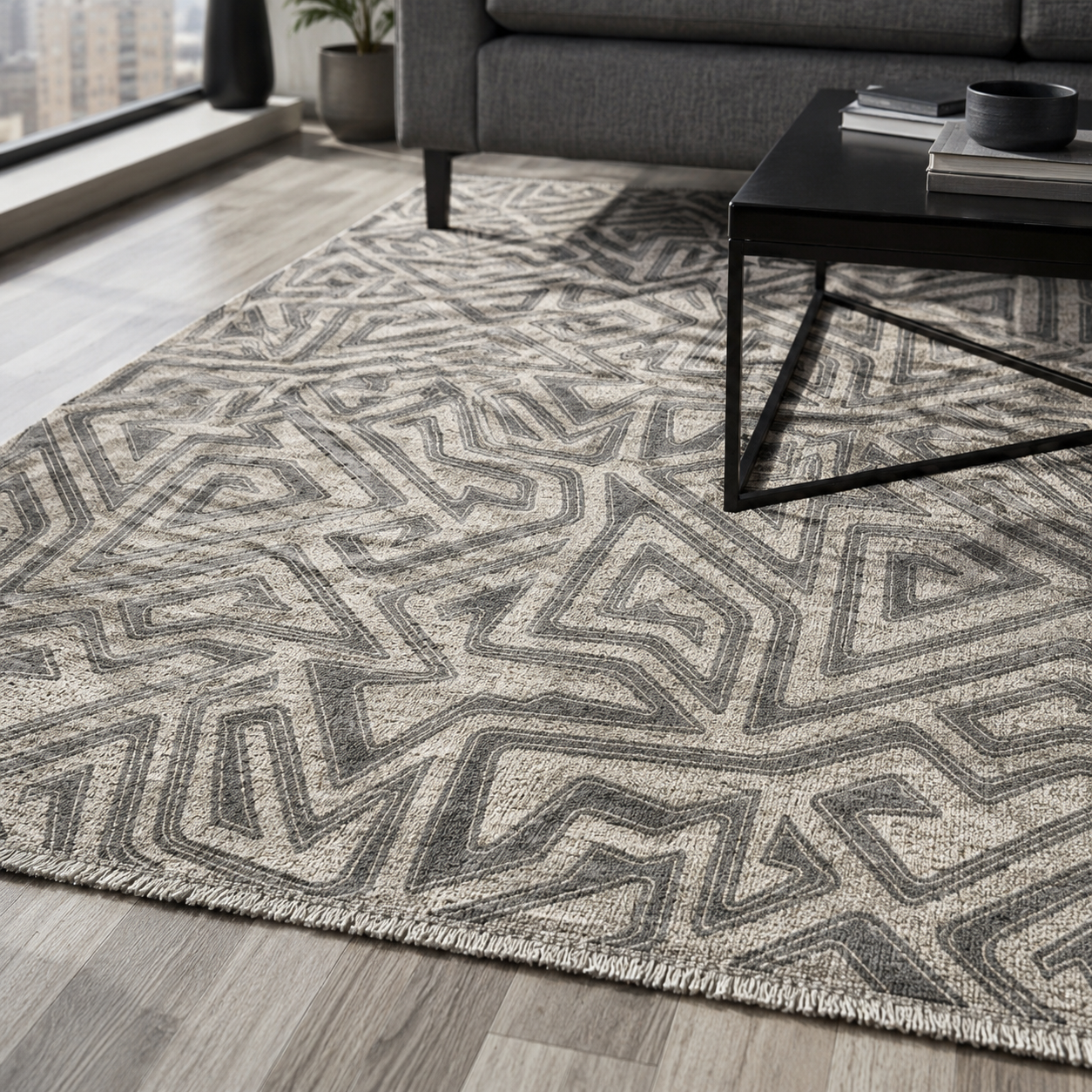RW7038 washable chenille rug texture and pattern detail