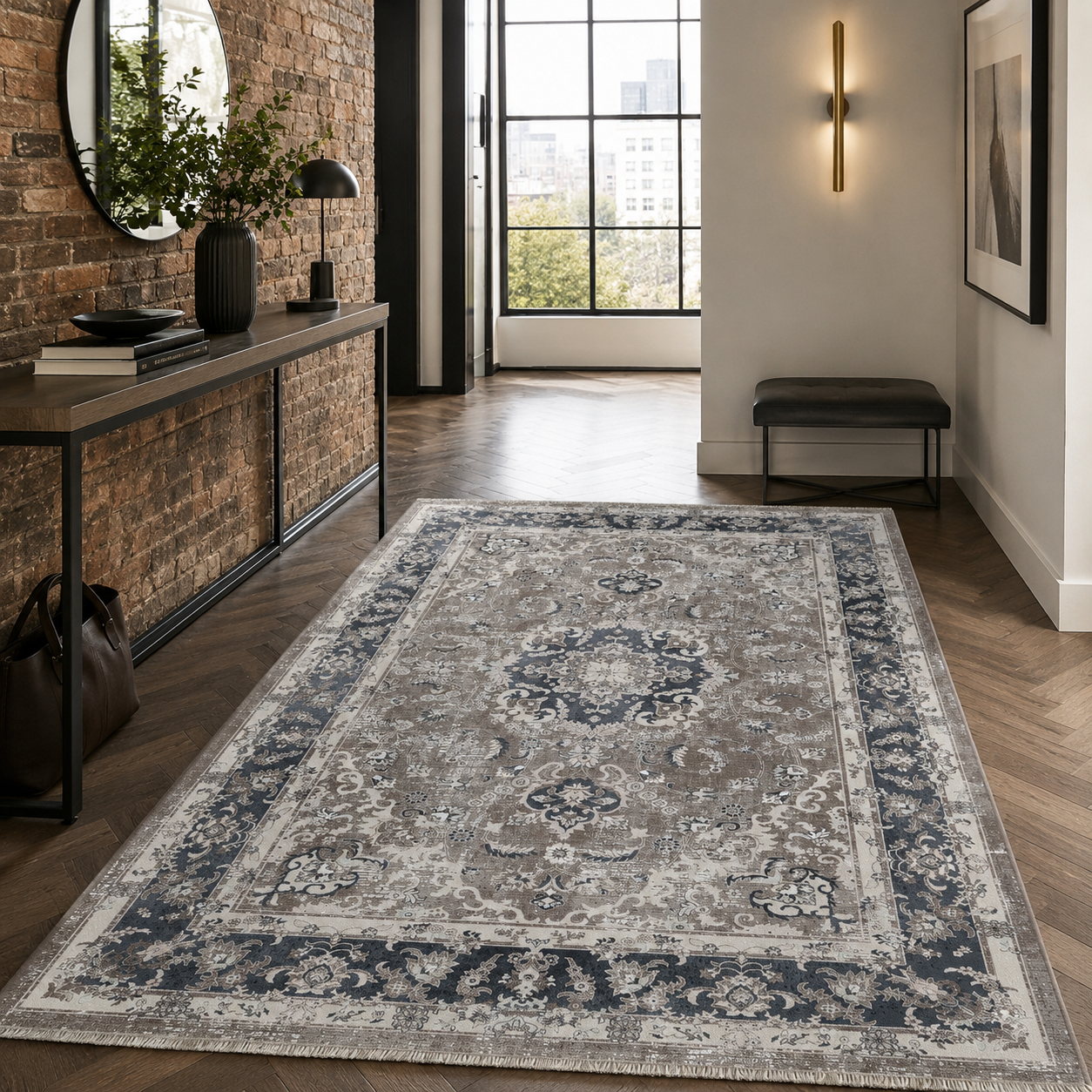 RW7039 washable chenille rug texture and pattern detail