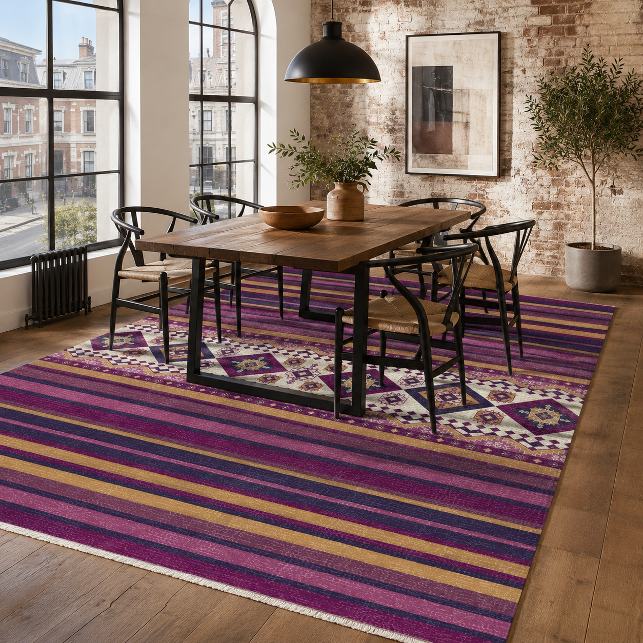 RW7040 washable chenille rug texture and pattern detail
