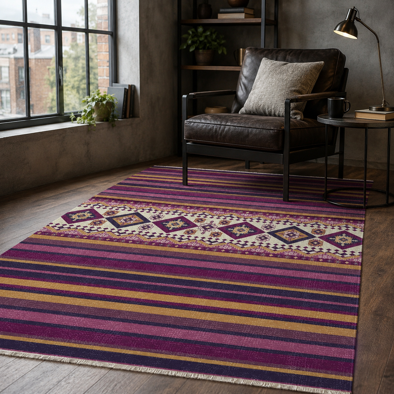 RW7040 washable chenille rug texture and pattern detail