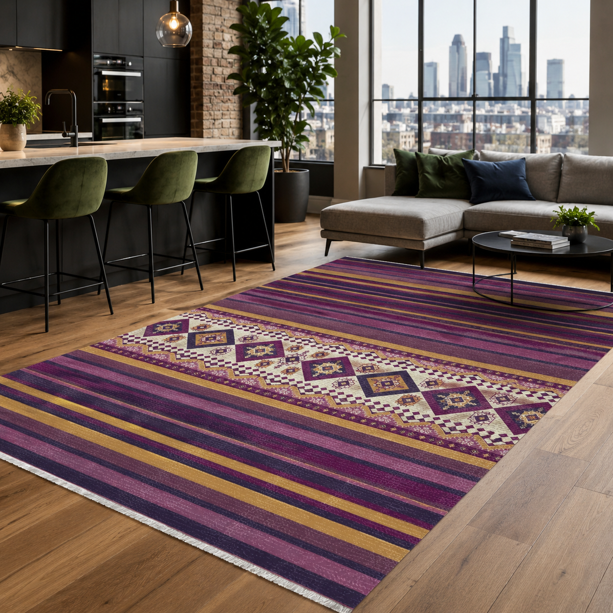 RW7040 washable chenille rug texture and pattern detail