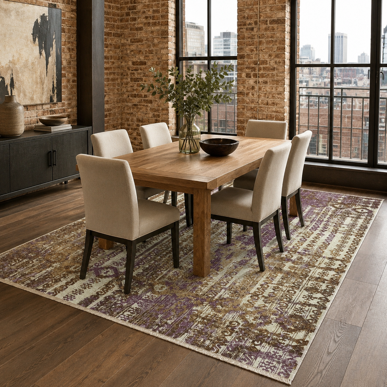 RW7041 washable chenille rug texture and pattern detail