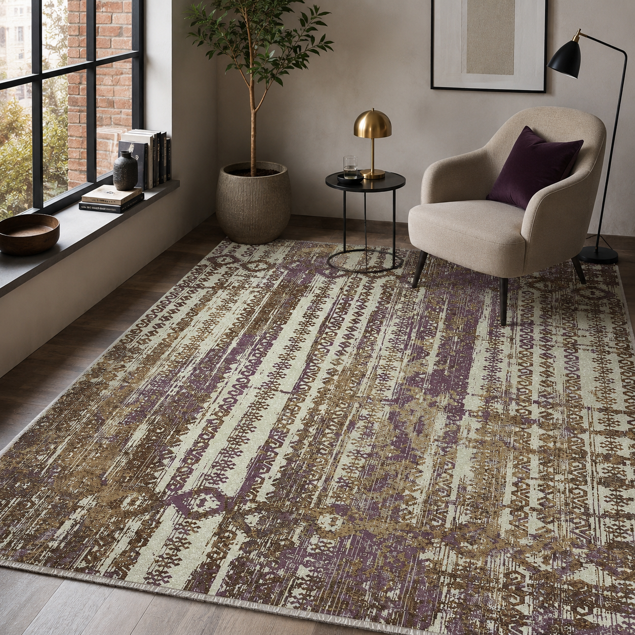 RW7041 washable chenille rug texture and pattern detail