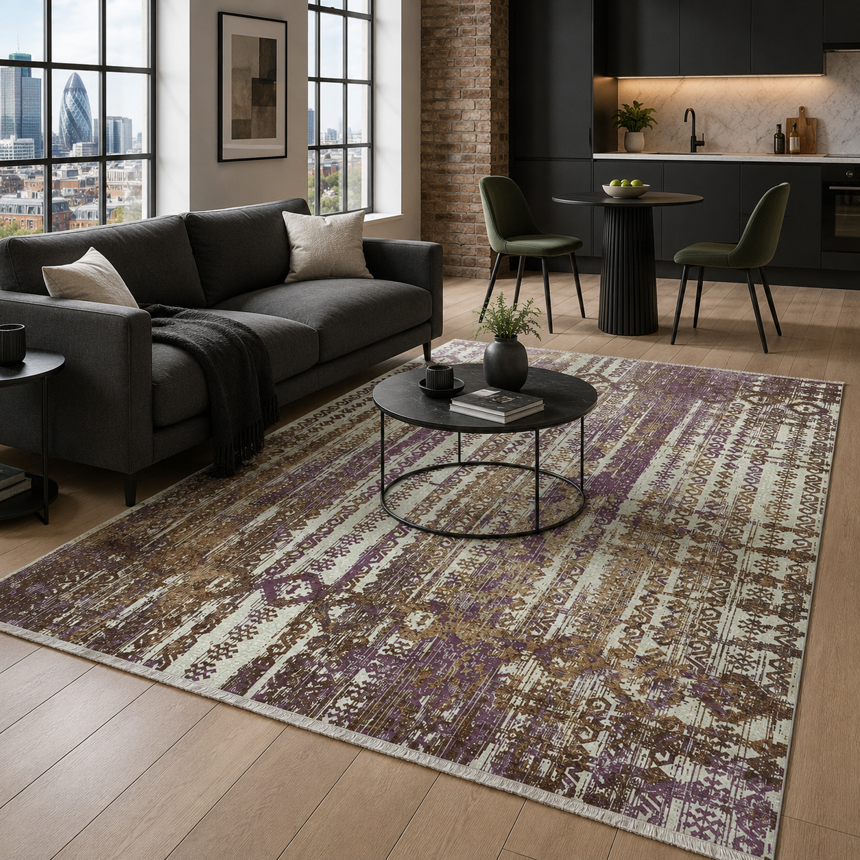 RW7041 washable chenille rug texture and pattern detail
