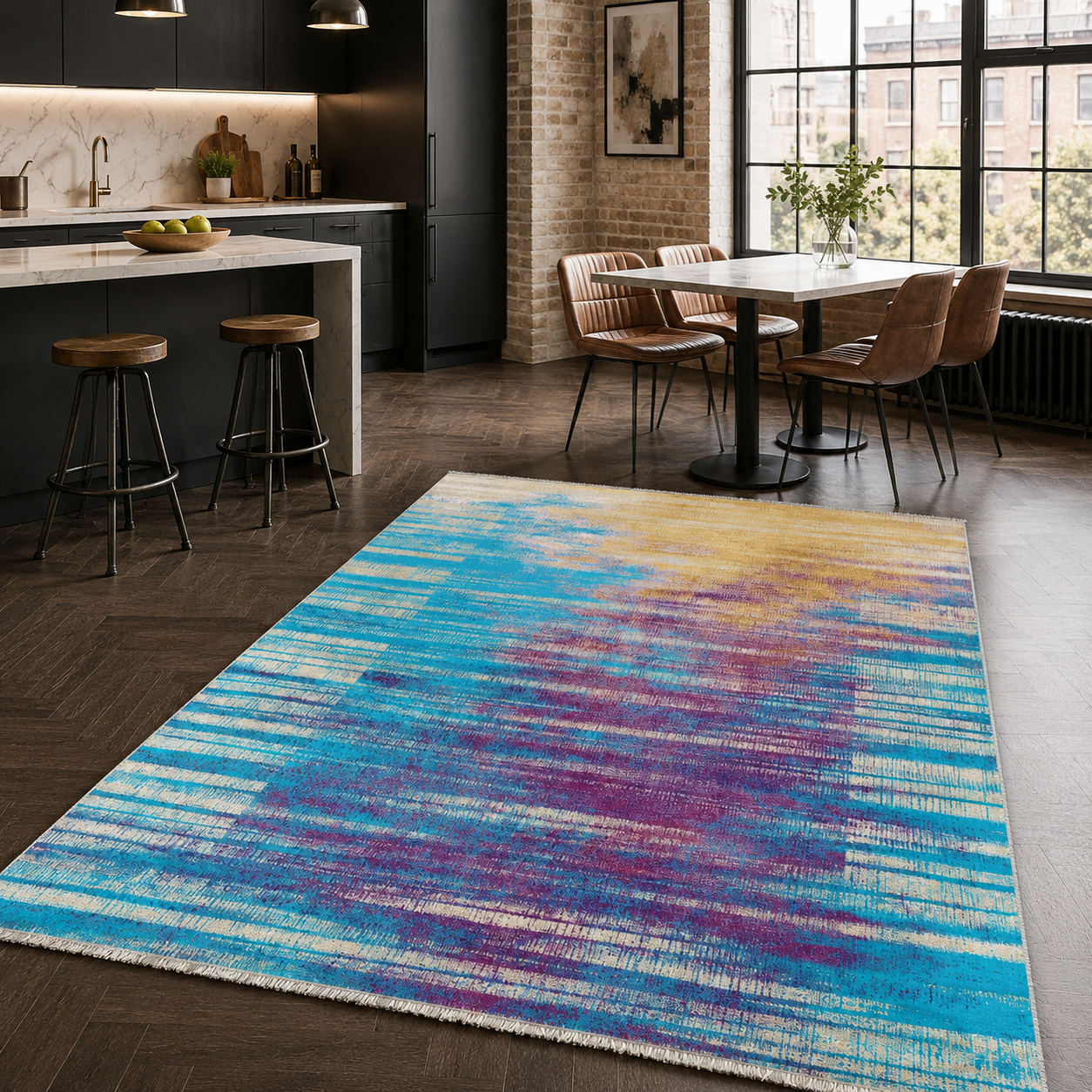 RW7042 washable chenille rug texture and pattern detail