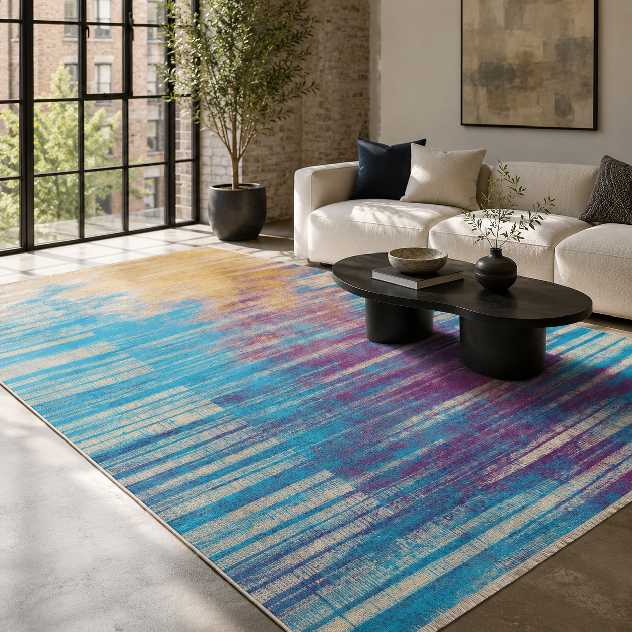RW7042 washable chenille rug texture and pattern detail