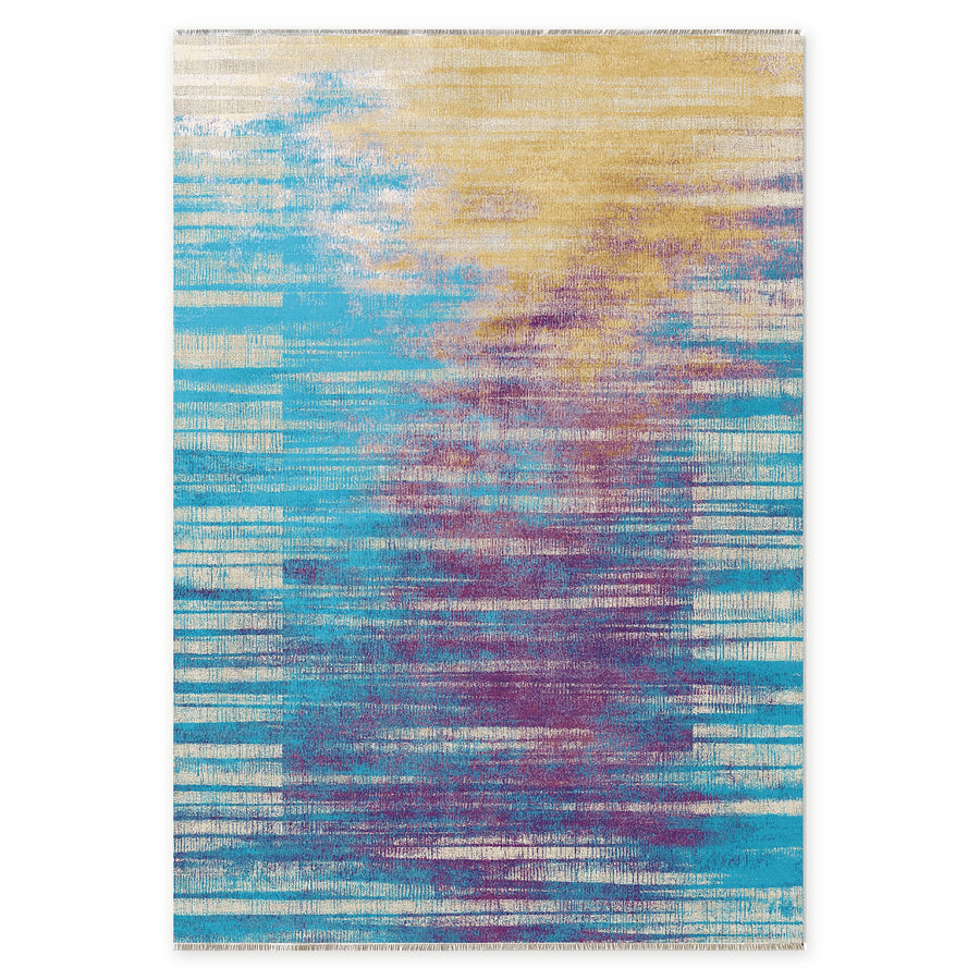 Keepsake Linework Deep Blue Modern Washable Rug