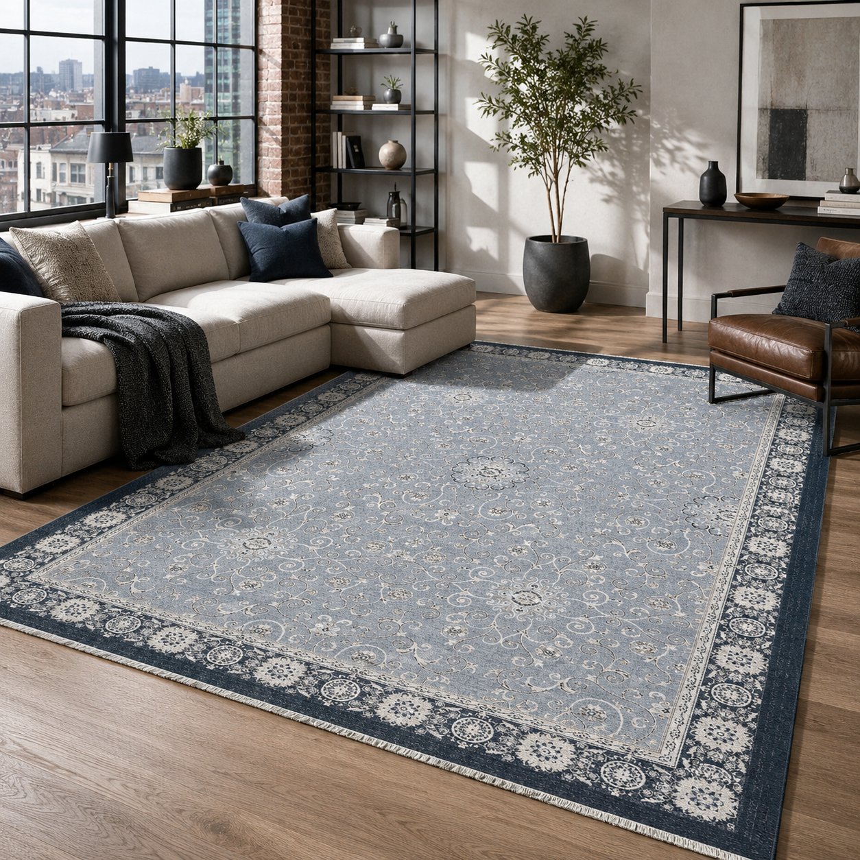 RW7043 washable chenille rug texture and pattern detail