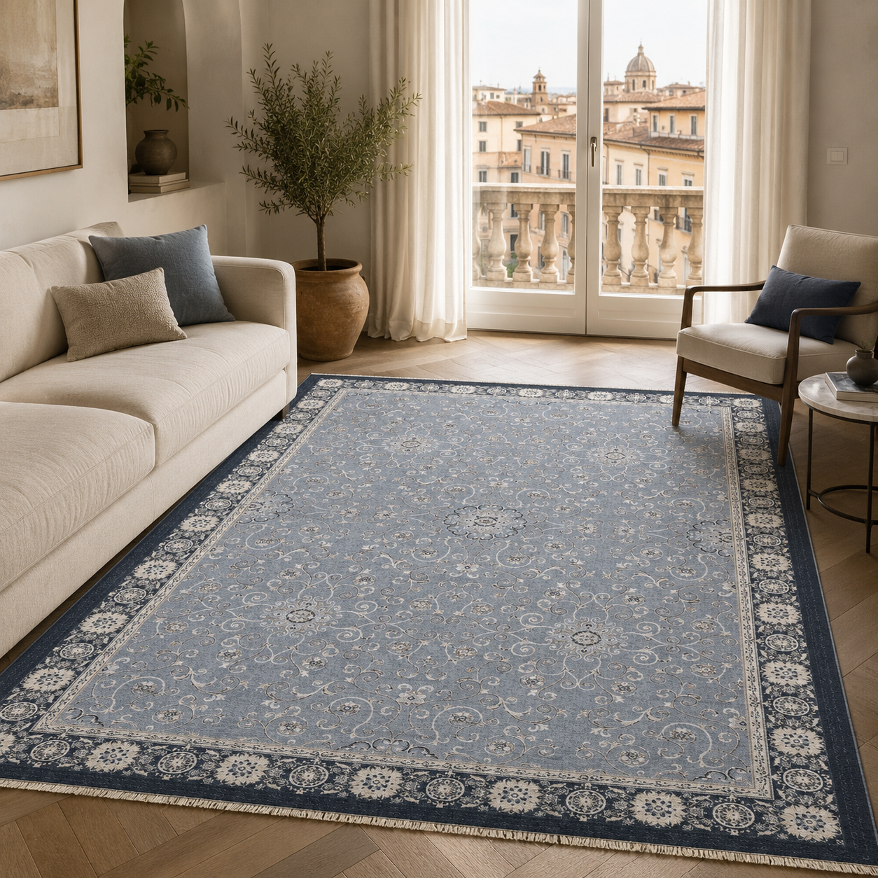 RW7043 washable chenille rug texture and pattern detail