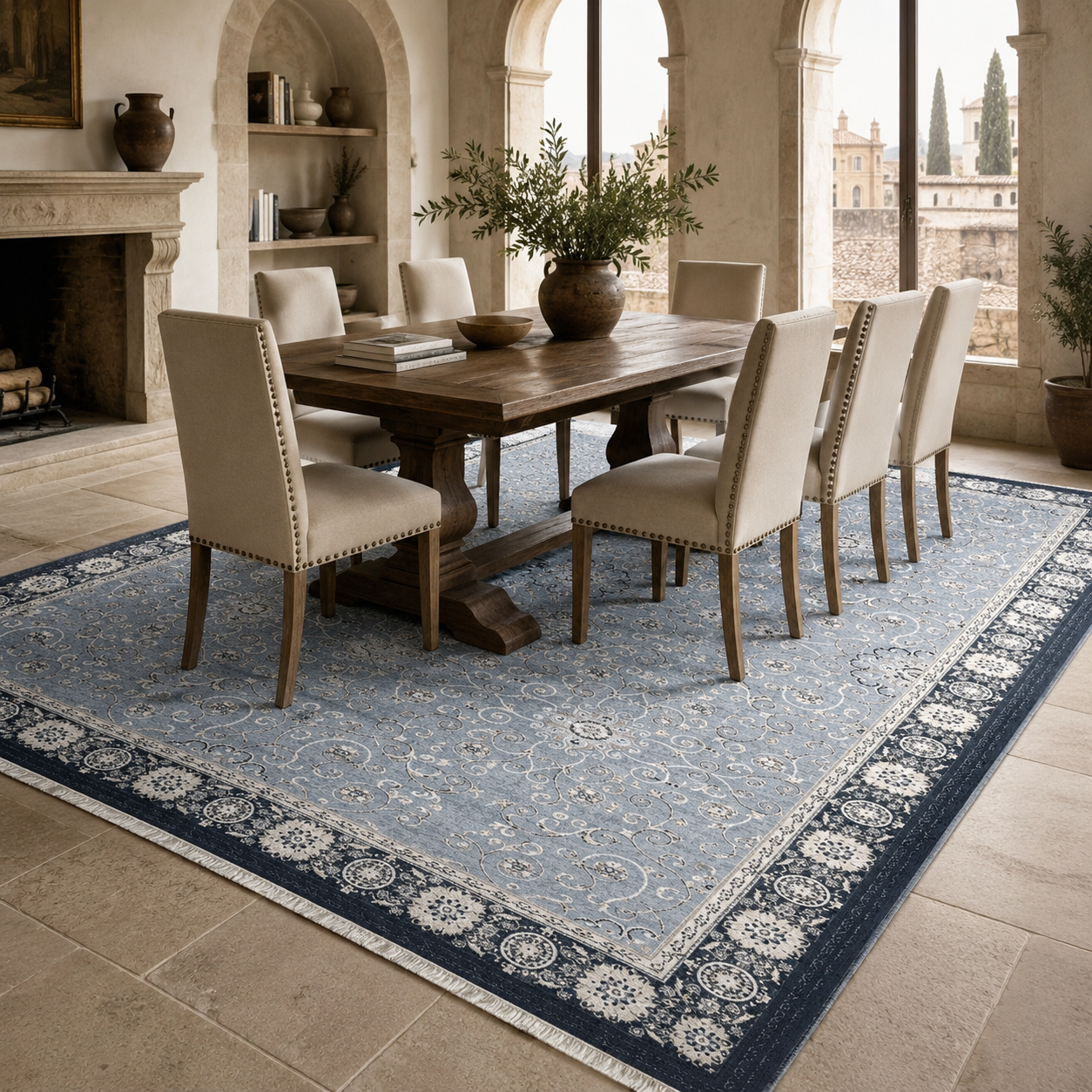 RW7043 washable chenille rug texture and pattern detail