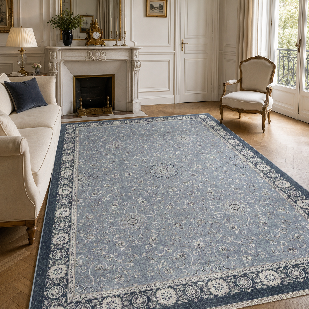 RW7043 washable chenille rug texture and pattern detail