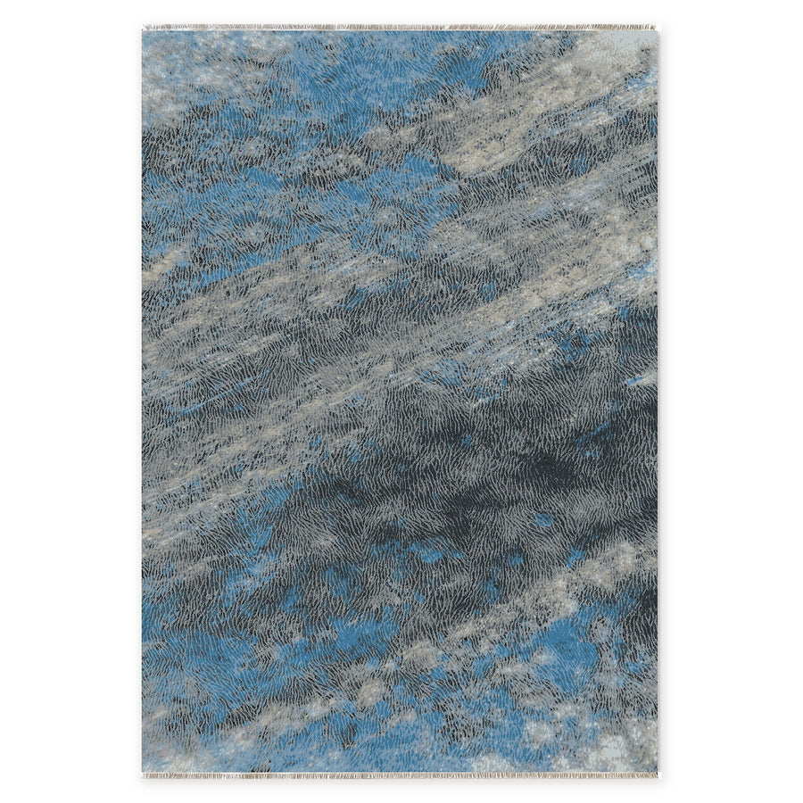 Balanced Linework Navy Blue Modern Washable Rug