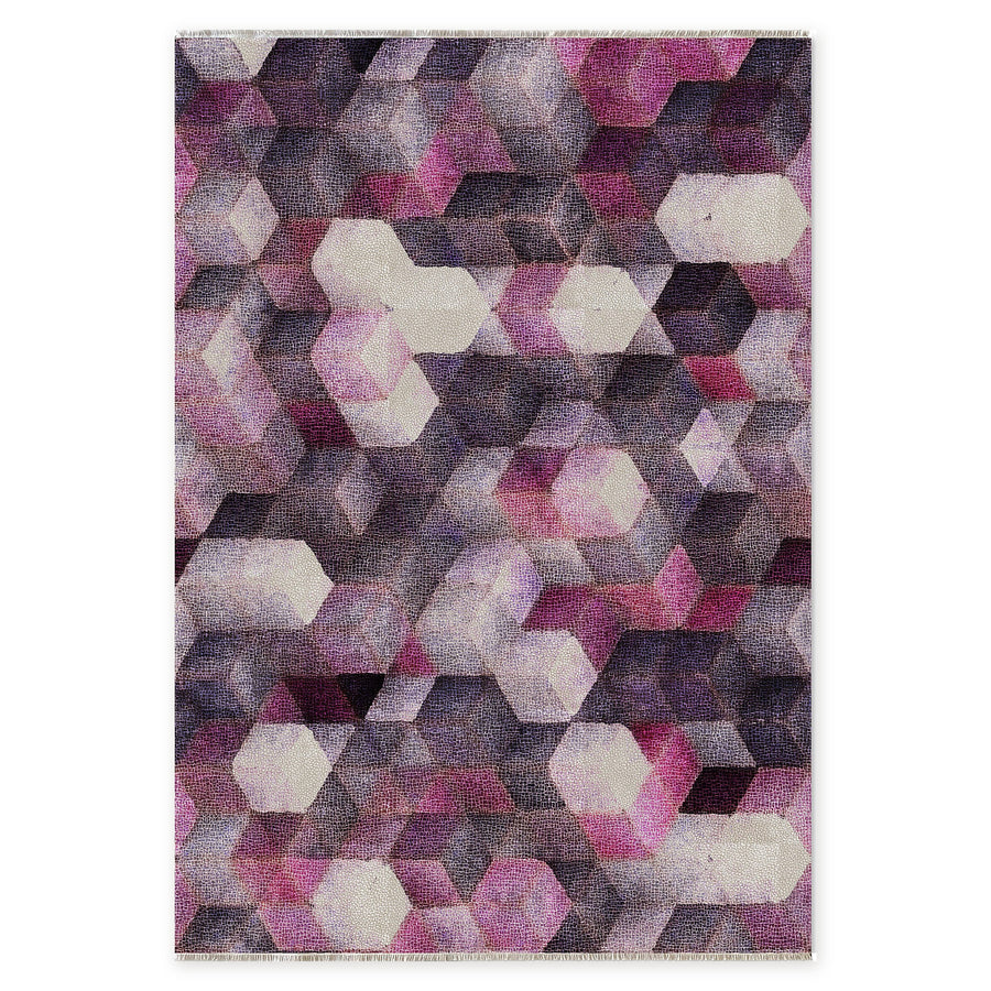 Cool Linework Deep Purple Modern Washable Rug