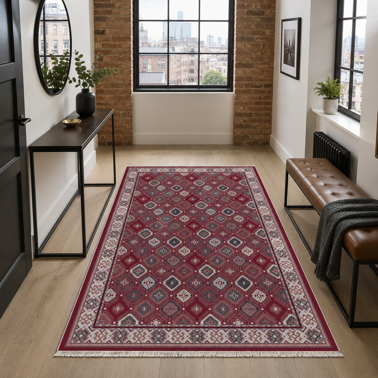 RW7046 washable chenille rug texture and pattern detail