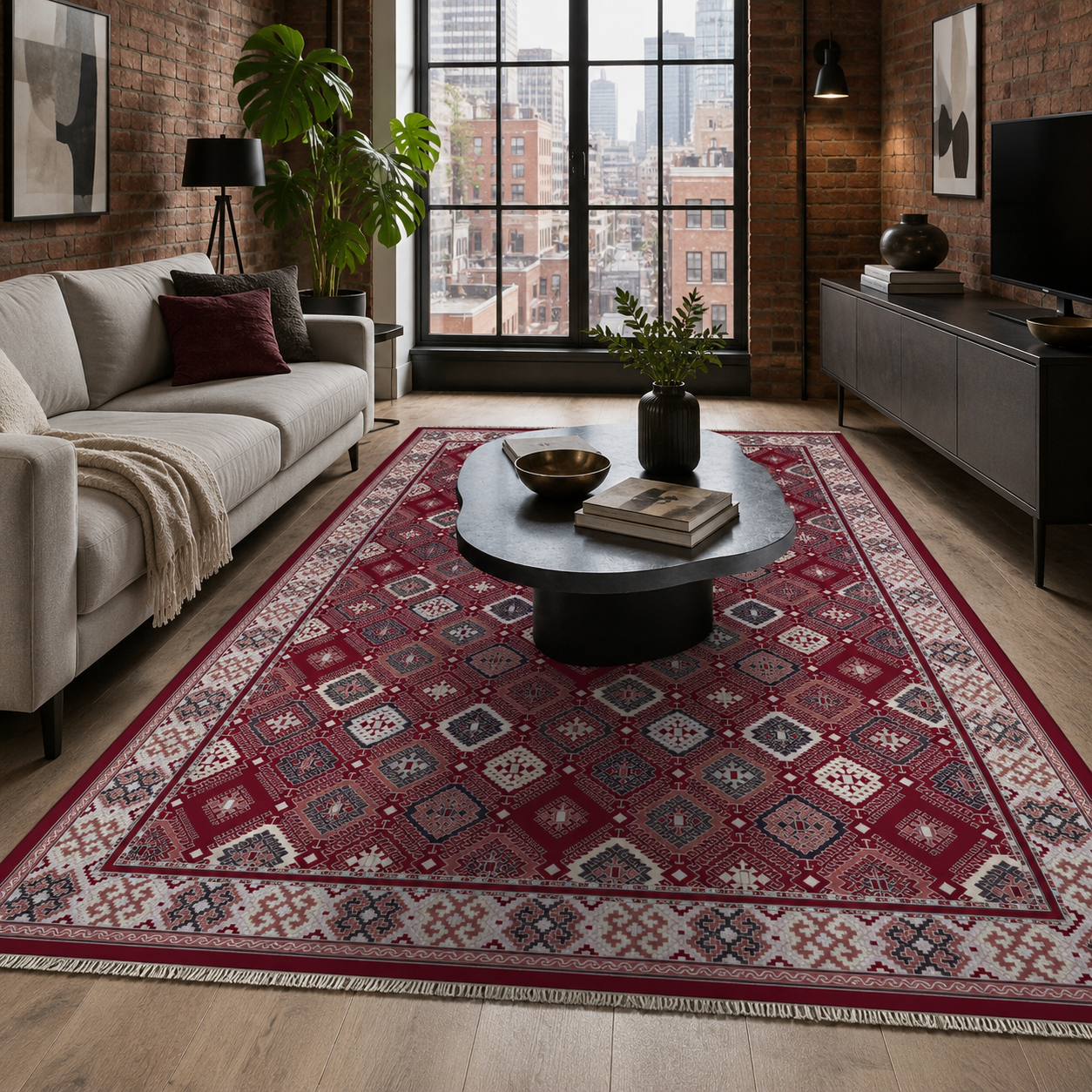 RW7046 washable chenille rug texture and pattern detail