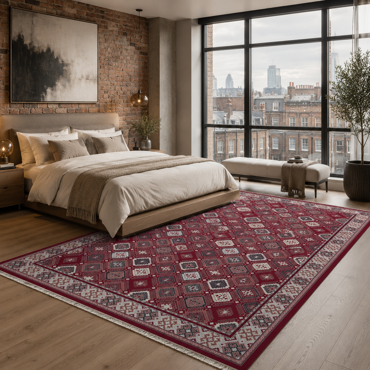 RW7046 washable chenille rug texture and pattern detail