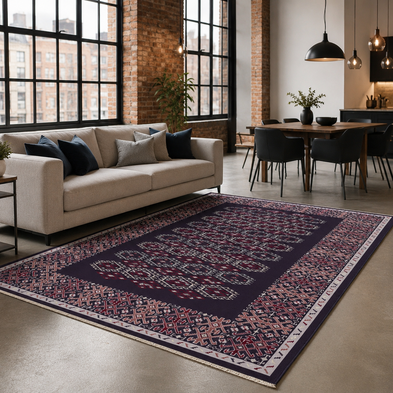 RW7047 washable chenille rug texture and pattern detail