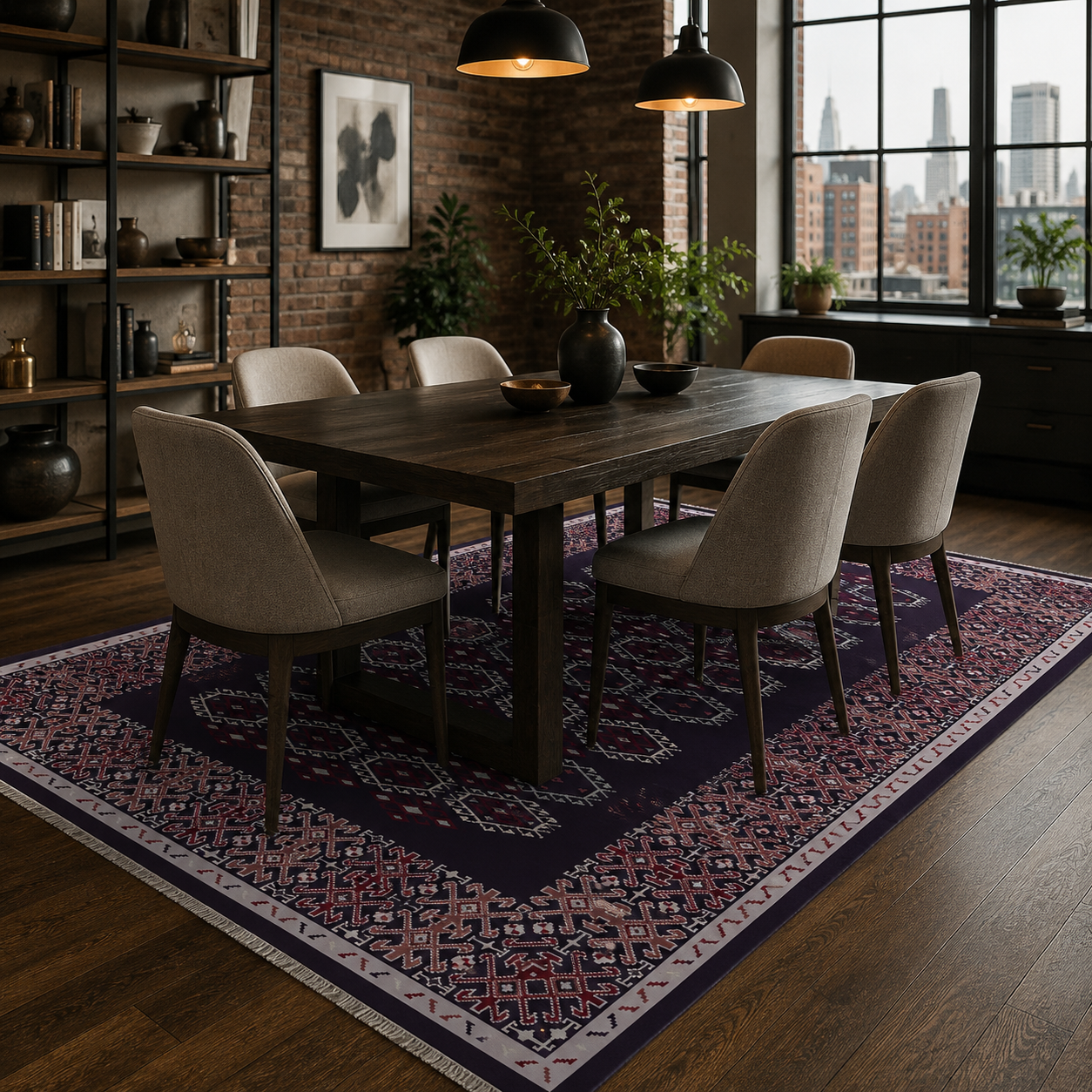 RW7047 washable chenille rug texture and pattern detail