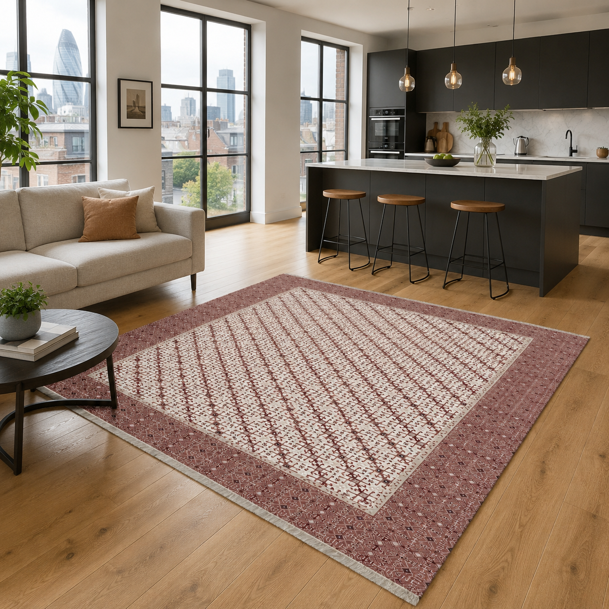 RW7048 washable chenille rug texture and pattern detail