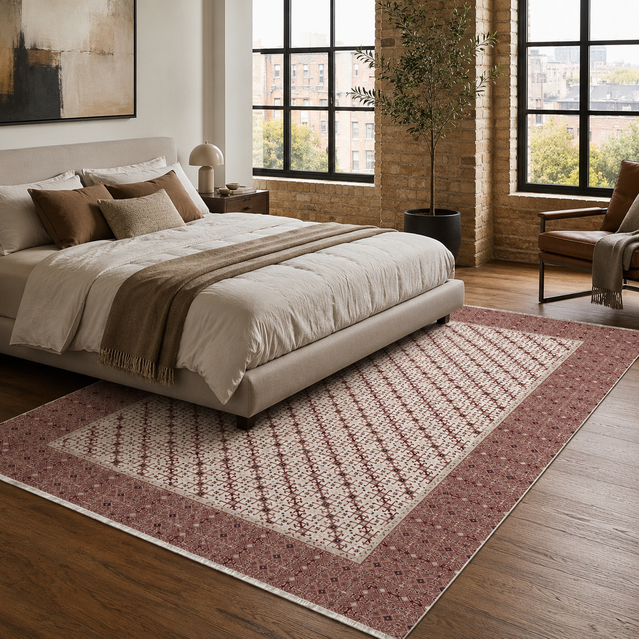 RW7048 washable chenille rug texture and pattern detail