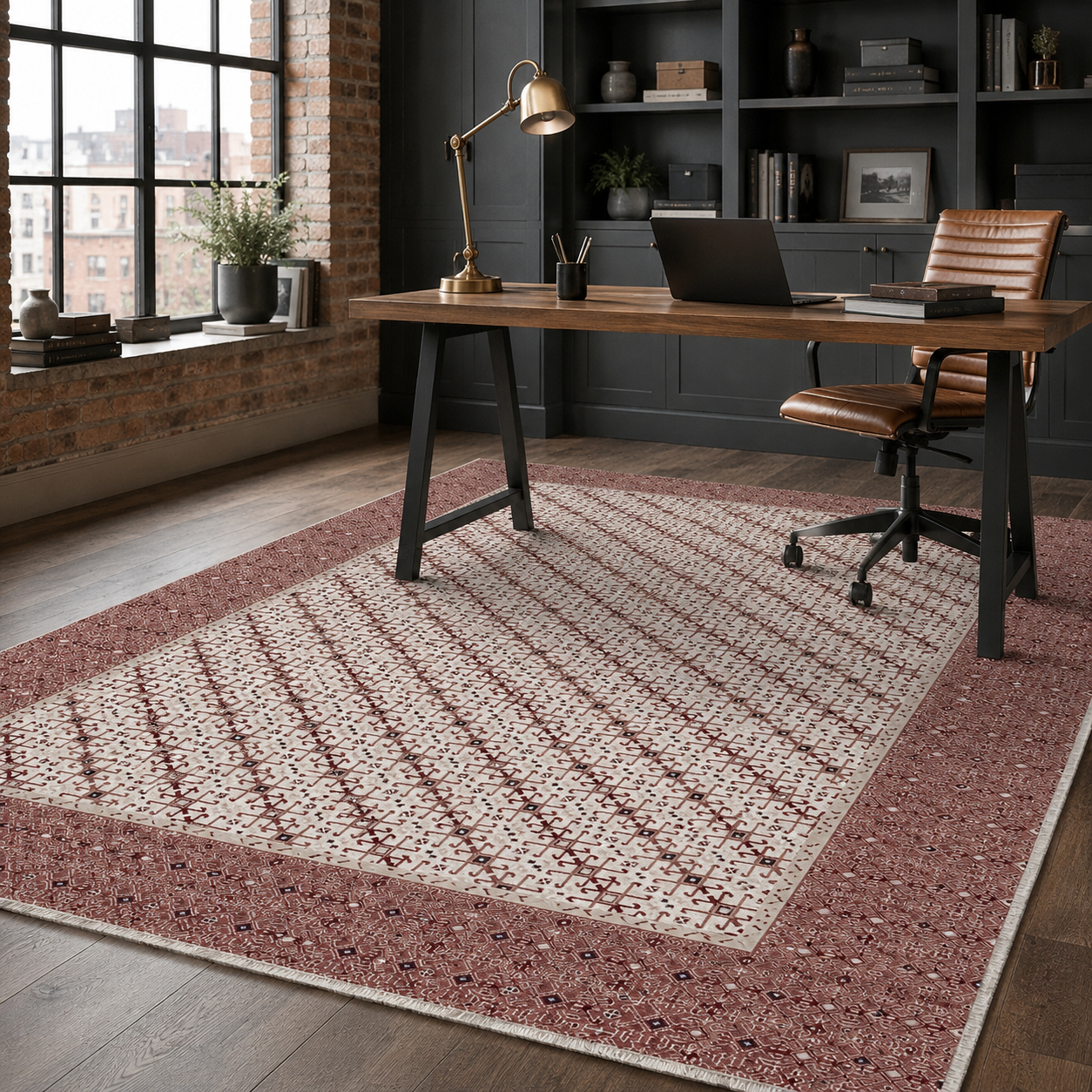 RW7048 washable chenille rug texture and pattern detail